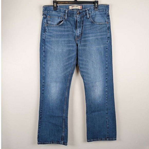 Levis 527 Slim Bootcut Jeans Mens 34x30 Medium Wash Blue Denim 100% Cotton - Picture 3 of 12